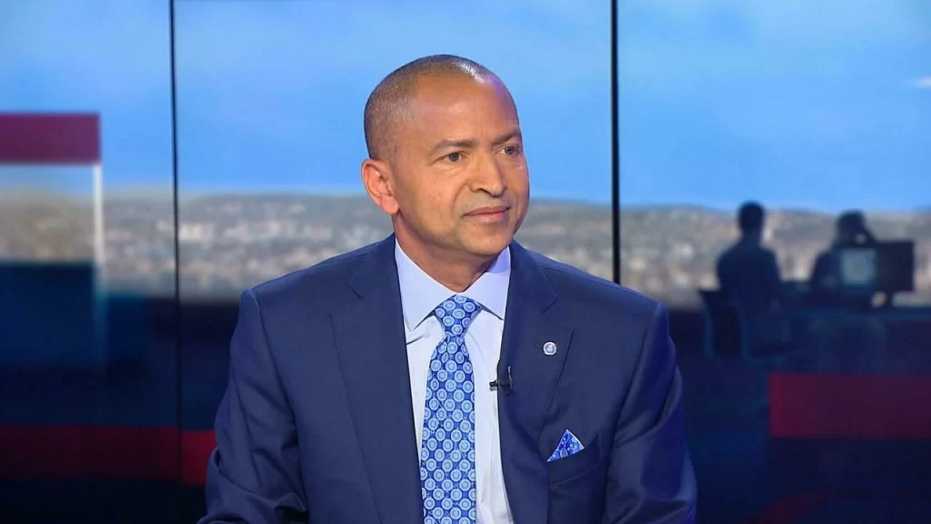 Democratic Republic of Congo politician and businessman Moise Katumbi speaking during a television interview recently.