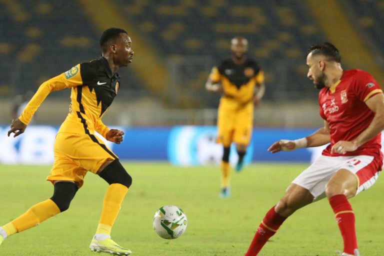 Kaizer Chiefs star Khama Billiat negotiates his way past Al Ahly player Ali Maaloul during a CAF Champions League match between Kaizer Chiefs and Al Ahly.
