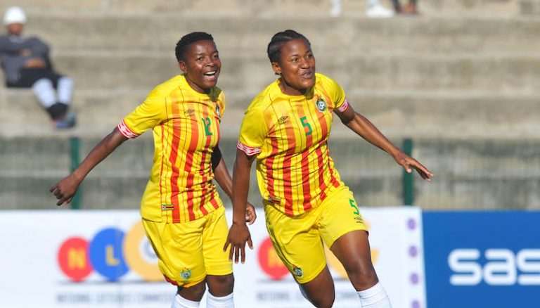 Immaculate Msipa of Zimbabwe celebrates goal during the 2019 COSAFA Women Championship match between Zimbabwe and Eswatini on the 05 August 2019 at Wolfson Stadium, Port Elizabeth.