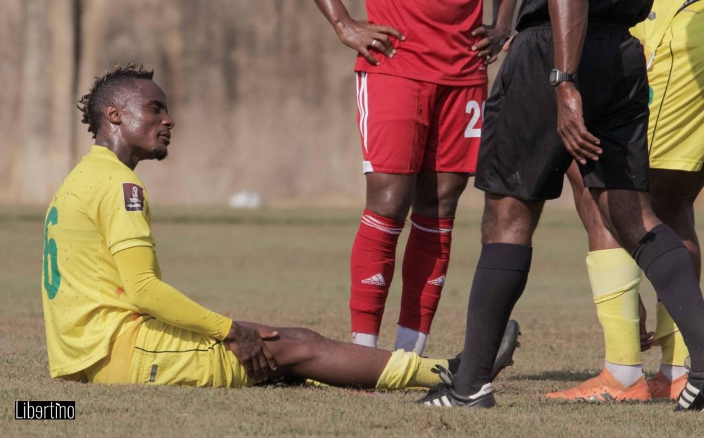 Kuda Mahachi injured during Zimbabwe friendly match against Sudan (Image: Liberty Mugari)​