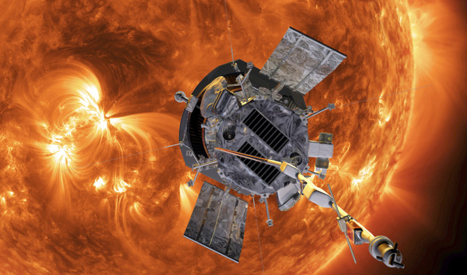This image made available by NASA shows an artist's rendering of the Parker Solar Probe approaching the Sun. (AP)