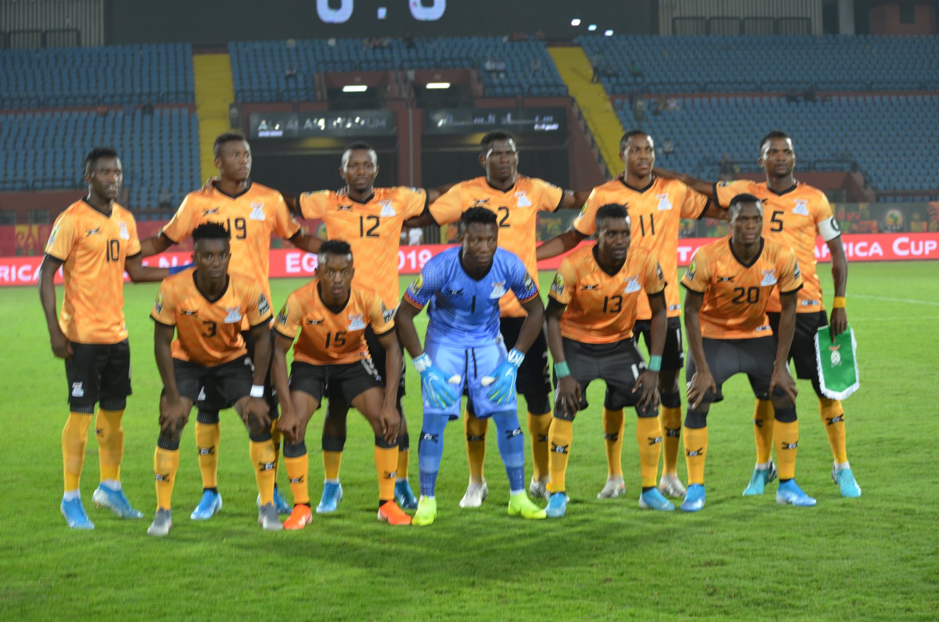 Zambia national team Chipolopolo posing for a group photo before the game.