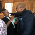 Job Sikhala embraces human rights lawyer after being granted bail.