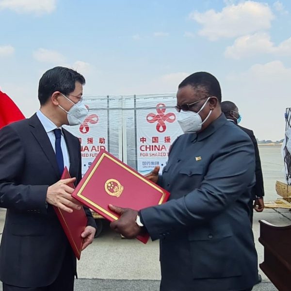 Minister of Health and Child Care Dr. Constantino Chiwenga together with China ambassador Guo Shaochun