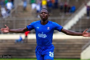 Dynamos winger Bill Antonio celebrates after scoring during a Castle Lager Premier League match at the National Sports Stadium.