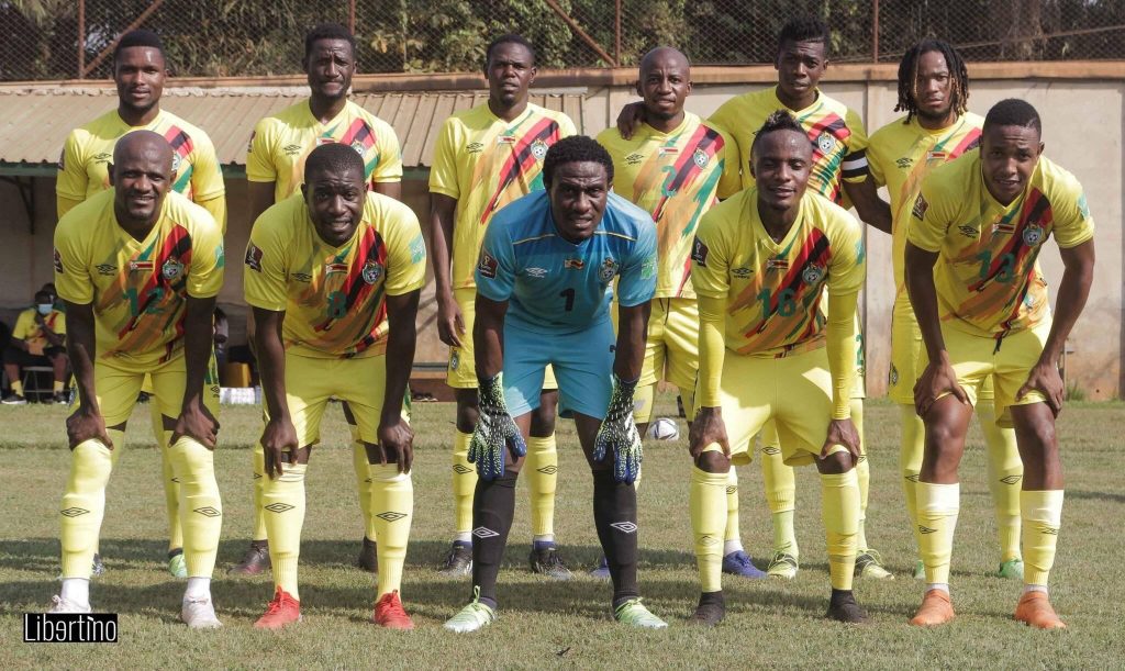 Zimbabwe Warriors players posing for a group photo before a football match at Afcon in Cameroon
