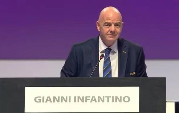 FIFA President Gianni Infantino speaking at an annual meeting of the world football governing body in Zurich, Switzerland.