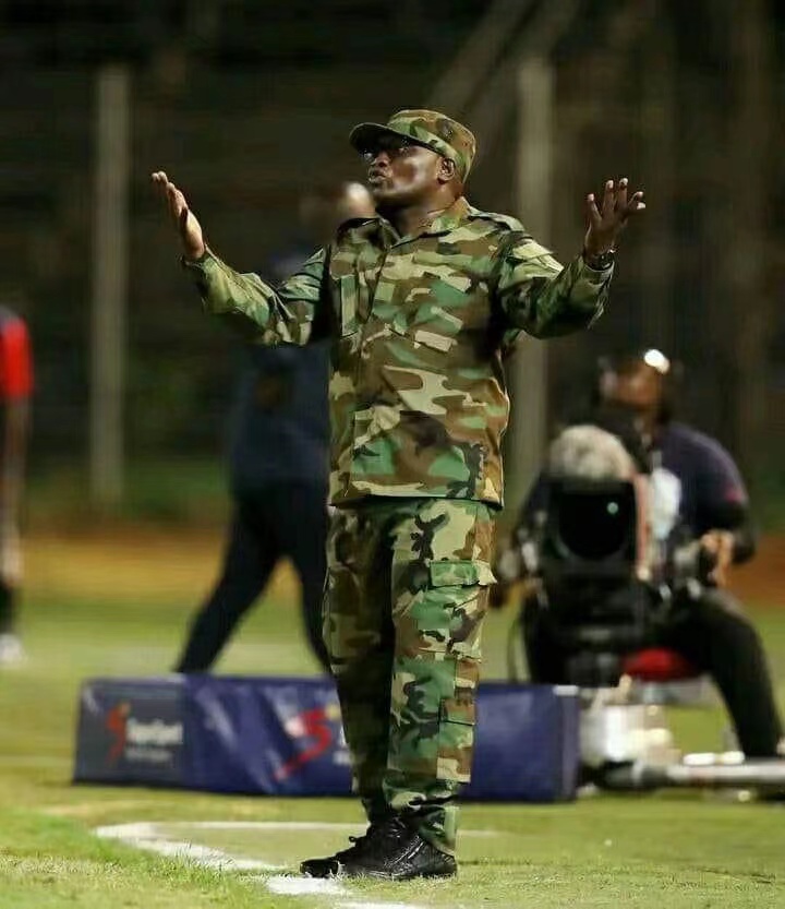 Lucky Nelukau, coach of Tshakuma Tsha Madzivandila, came clad in military gear for a match to inspire his proteges as they knocked out Kaitano Tembo's SuperSport United from the Nedbank Cup.