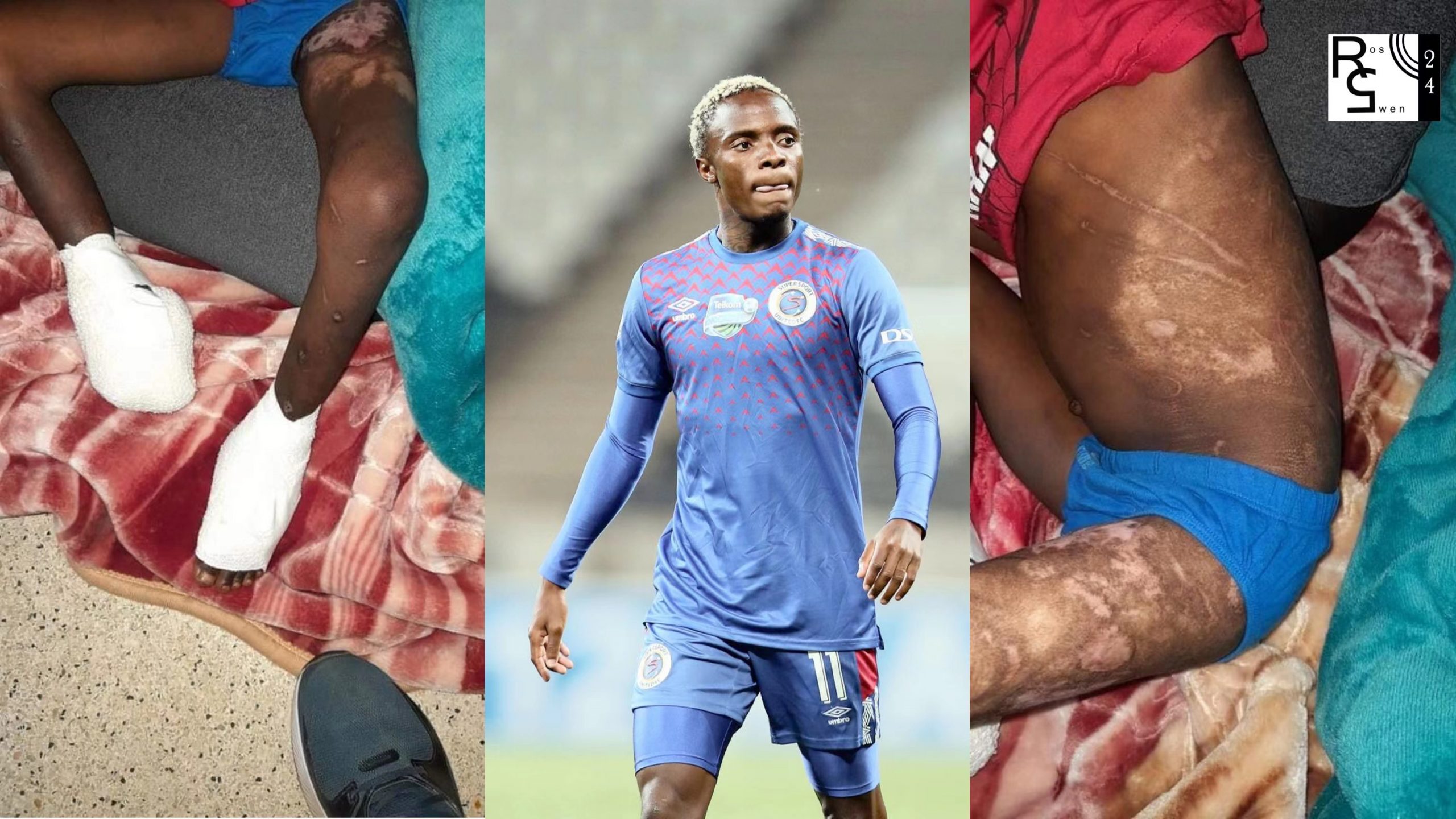 SuperSport United player Kuda Mahachi and insert pictures of amputated son Diego