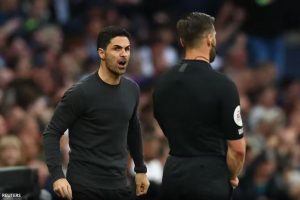 Arsenal manager Mikel Arteta was not happy with the referee in his side loss at rivals Tottenham Hotspurs (Picture by Reuters)