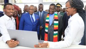 Zimbabwe President Mnangagwa and Netone Group Chief Operating Officer Jeremiah Munembe