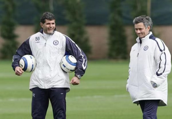 Home 171 Highlanders new coach Baltemar Jose de Oliveira Brito and Jose Mourinho during their days at Chelsea
