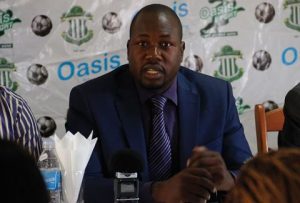 Home 7 CAPS United President Farai Jere addressing the press in Harare