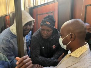 Job Sikhala and Godfrey Sithole at court with Citizens Coalition for Change leader Nelson Chamisa.