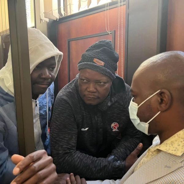 Job Sikhala and Godfrey Sithole at court with Citizens Coalition for Change leader Nelson Chamisa.