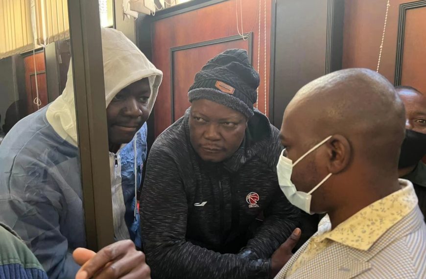 Job Sikhala and Godfrey Sithole at court with Citizens Coalition for Change leader Nelson Chamisa.
