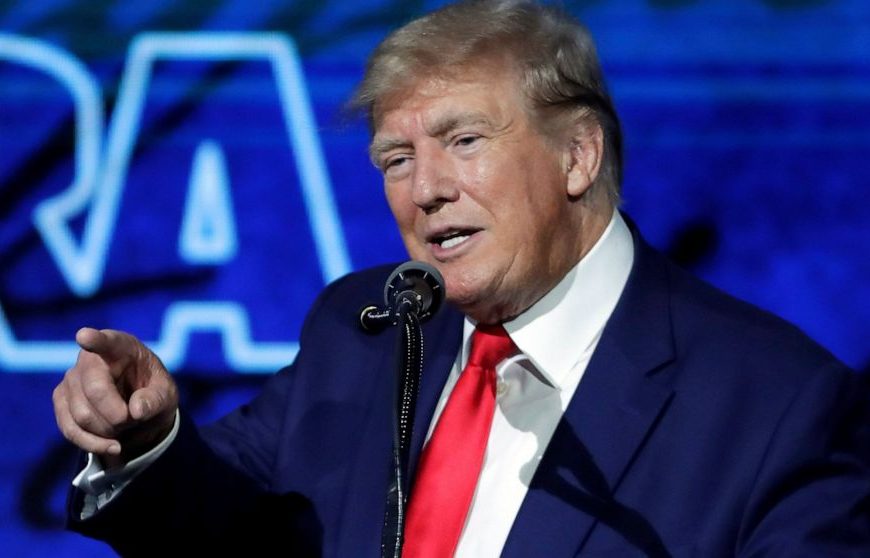 Former President Donald Trump speaks during the Leadership Forum at the National Rifle Association Annual Meeting, at the George R. Brown Convention Center, May 27, 2022, in Houston. New York's highest court rejected Trump's last-ditch effort to avoid testifying in the state attorney general's civil investigation into his business practices on Tuesday, June 14, 2022, clearing the way for his deposition in July.