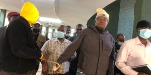 Citizens Coalition for Change (CCC) members of parliament Godfrey Sithole and Job Sikhala in handcuffs at court.