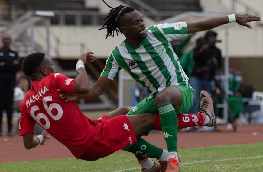 CAPS United winger Emmanuel Mandiranga tussle for the ball with Yadah Stars player Peace Makaha in a Castle Lager Premier League match at the National Sports Stadium.