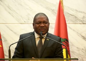 Home 5 Mozambique President Filipe Nyusi delivering a speech at a public forum.
