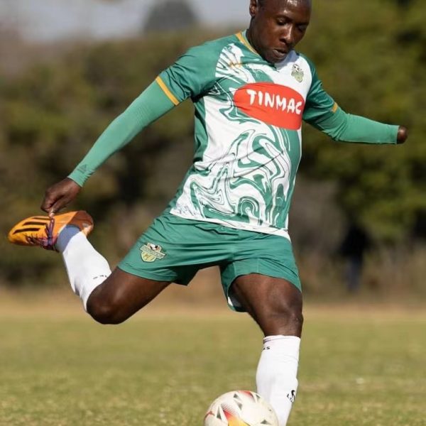 Simba Bhora defender Hardlife Zvirekwi playing against Golden Eagles FC in a Northern Region Soccer League encounter.
