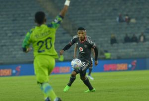 Home 6 Orlando Pirates star Vincent Pule in action against Marumo Gallants FC at Orlando Stadium on Wednesday night.