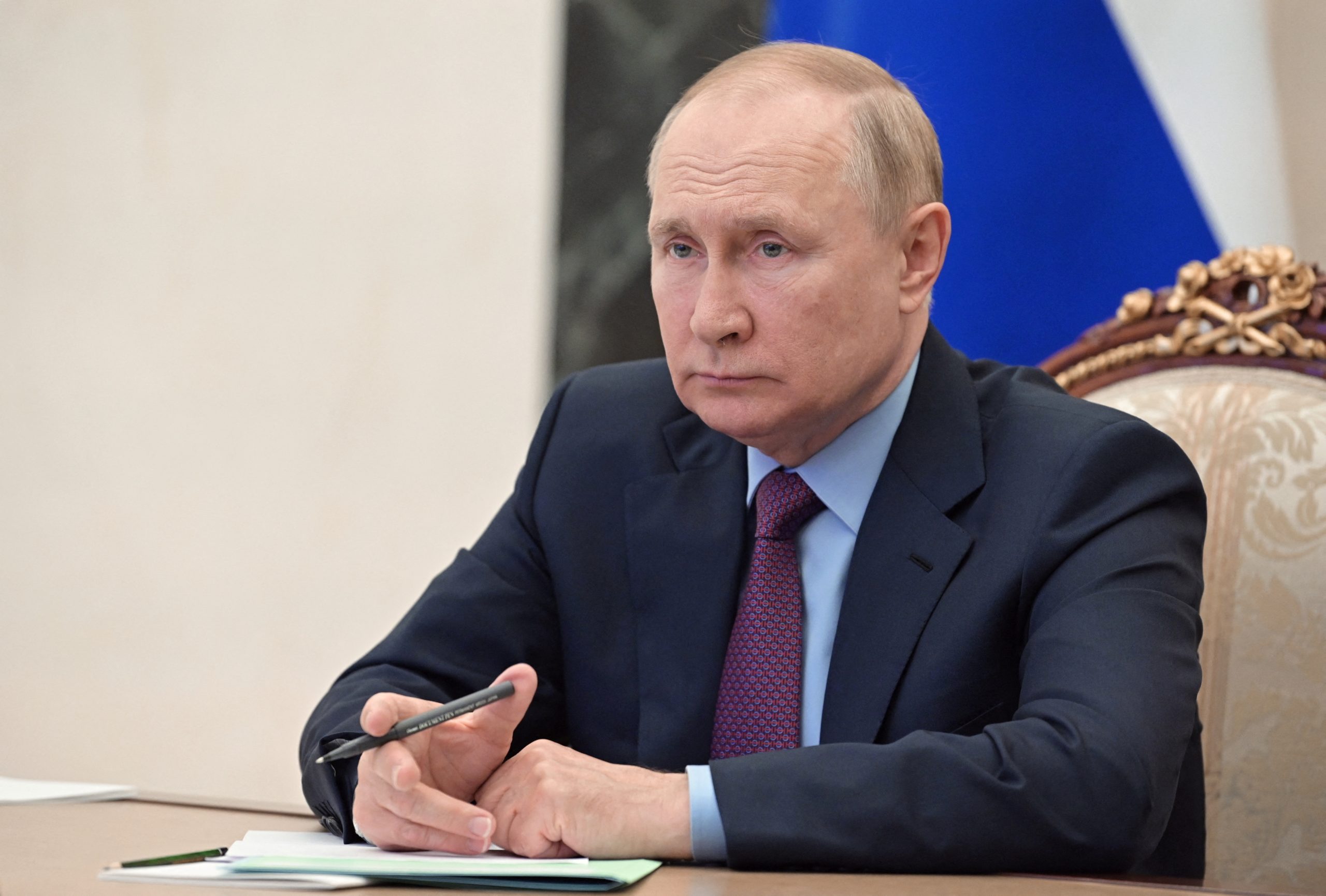 Russian President Vladimir Putin chairs a meeting on the development of the country's metallurgical sector, via a video link at the Kremlin in Moscow, Russia August 1, 2022.