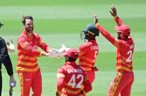 Home 6 Zimbabwe cricket players celebrate after beating Australia to post historic ODI win in Aussie.