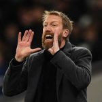 English manager Graham Potter reacts during the FA Cup fourth round football match between Tottenham Hotspur and Brighton and Hove Albion at the Tottenham Hotspur Stadium in London, on 5 February 2022.