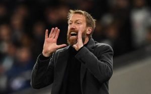 Home 5 English manager Graham Potter reacts during the FA Cup fourth round football match between Tottenham Hotspur and Brighton and Hove Albion at the Tottenham Hotspur Stadium in London, on 5 February 2022.