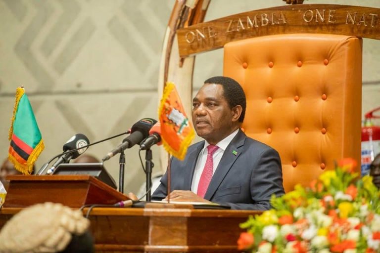 President Hakainde Hichilema speaking at the opening of the 2nd Session of 13th National Assembly earlier on Friday, with the theme "Working Together Towards Socio-economic Transformation: Stimulating Economic Growth for Improved Livelihoods".
