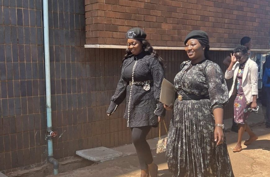 Citizens Coalition for Change (CCC) lawmaker Joana Mamombe and Cecelia Chimbiri arriving at the court on Monday.