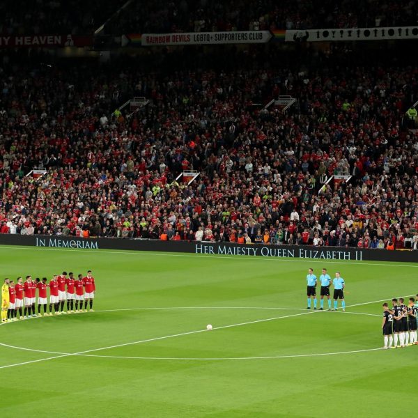 A minute of silence impeccably observed at the Europa League game between Manchester United and Real Sociedad in memory of Her Majesty, The Queen before kick-off at Old Trafford.