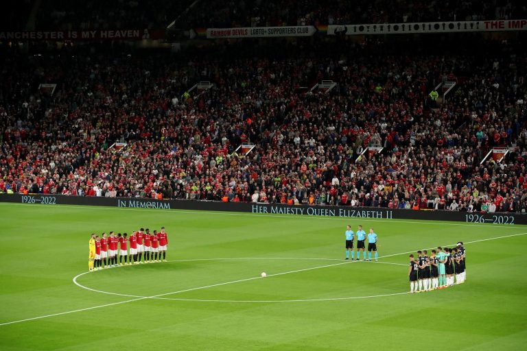 A minute of silence impeccably observed at the Europa League game between Manchester United and Real Sociedad in memory of Her Majesty, The Queen before kick-off at Old Trafford.
