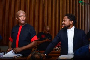 EFF CIC Julius Malema and Head of Political Education Dr Mbuyiseni Ndlozi and the Officials of the EFF at the Randburg Magistrates Court.