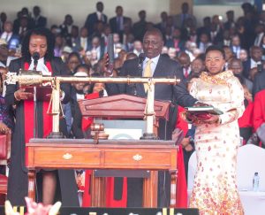William Ruto being officially sworn-in as Kenya's 5th President at the Moi International Sports Center - Kasarani on Tuesday.