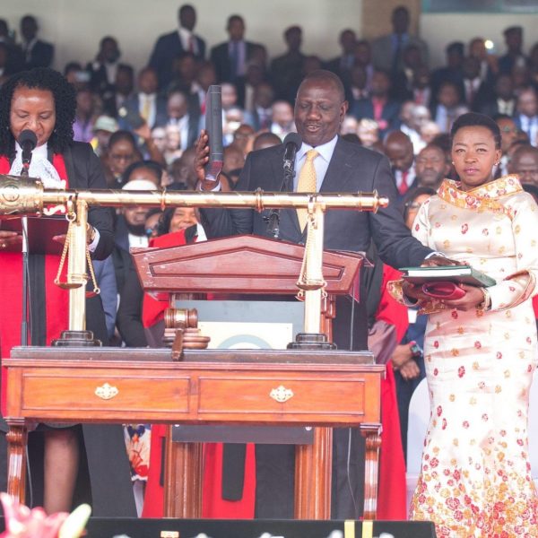 Home 13 William Ruto being officially sworn-in as Kenya's 5th President at the Moi International Sports Center - Kasarani on Tuesday.