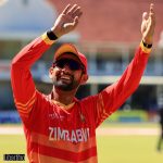 Zimbabwe national cricket team all rounder Sikandar Raza greeting fans at the Harare Sports Club during the Bangladesh Tour of Zimbabwe series in August 2022.