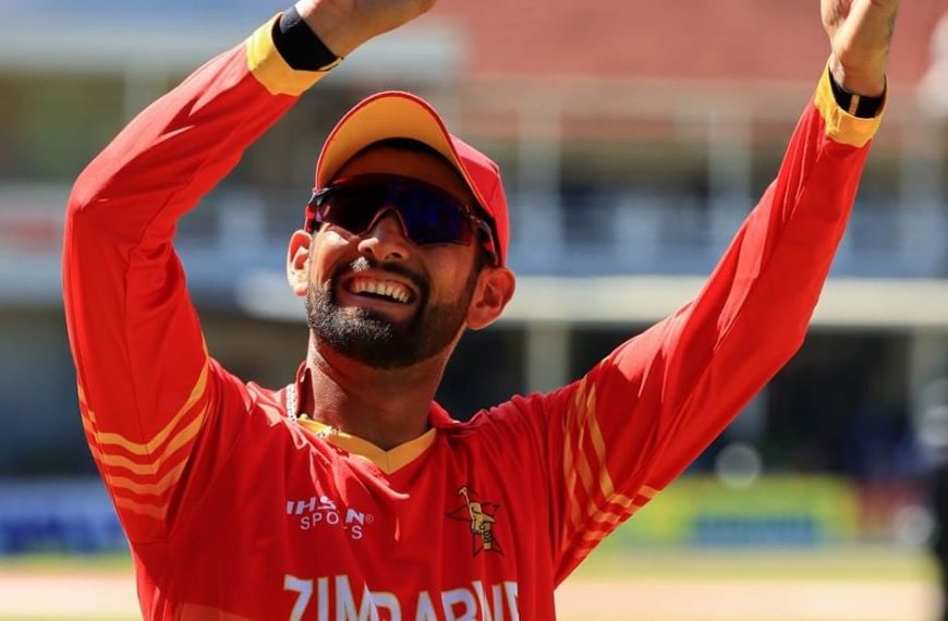 Zimbabwe national cricket team all rounder Sikandar Raza greeting fans at the Harare Sports Club during the Bangladesh Tour of Zimbabwe series in August 2022.