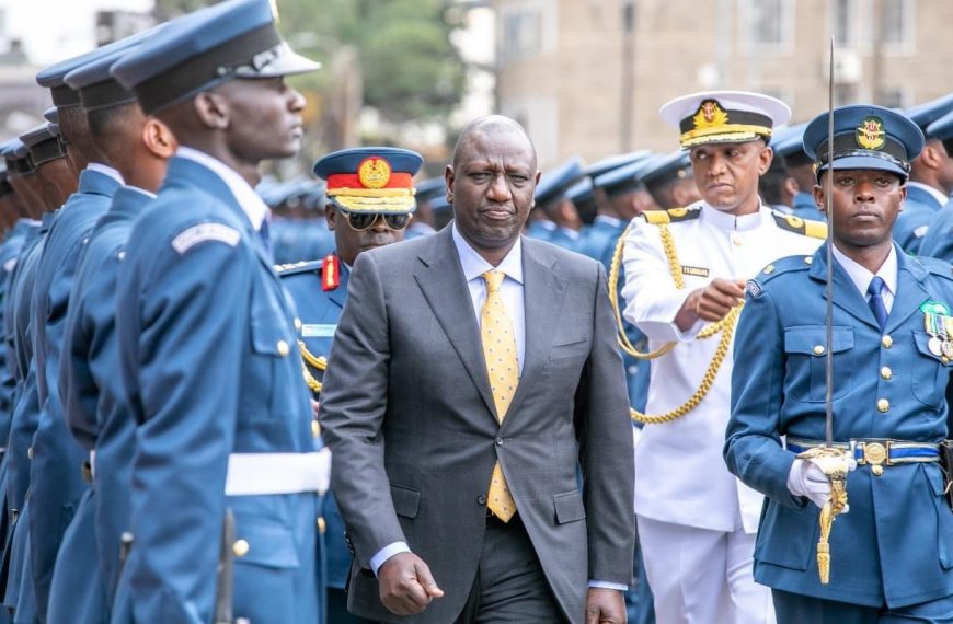 President William Ruto inspecting the Guard of Honour during the official opening of the 13th Parliament, The Parliament of Kenya, Nairobi on Thursday 29th September 2022.