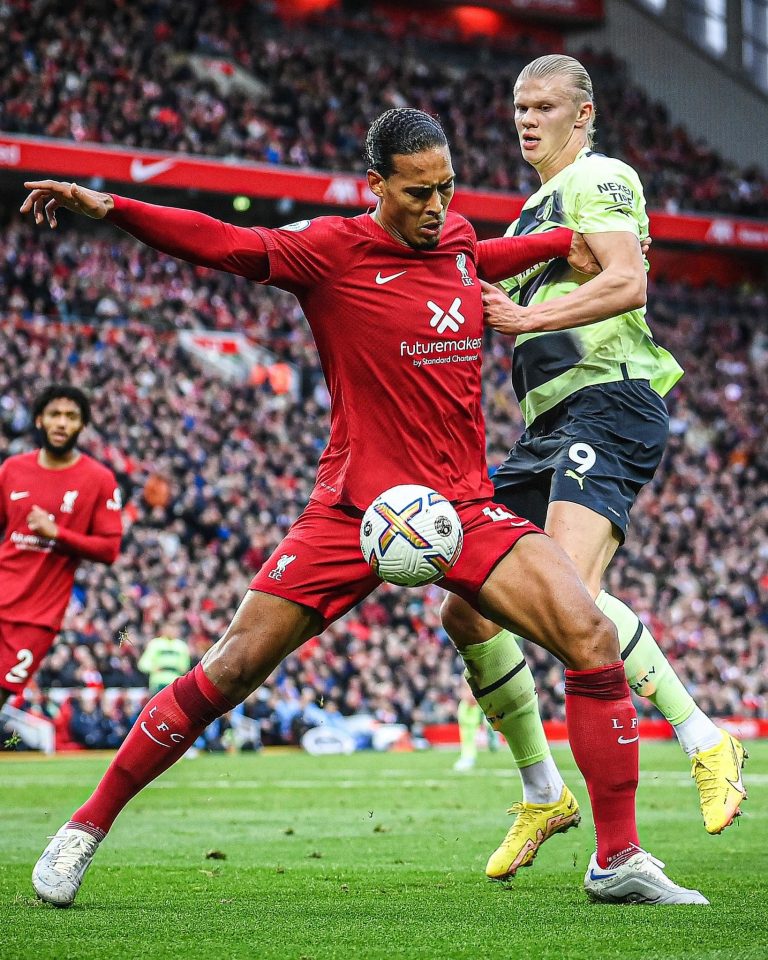 Liverpool defender Virgil van Dijk kept EPL runaway top scorer Erling Haaland under check during the 1-0 win over Manchester City at Anfield on Sunday, 16th October 2022.