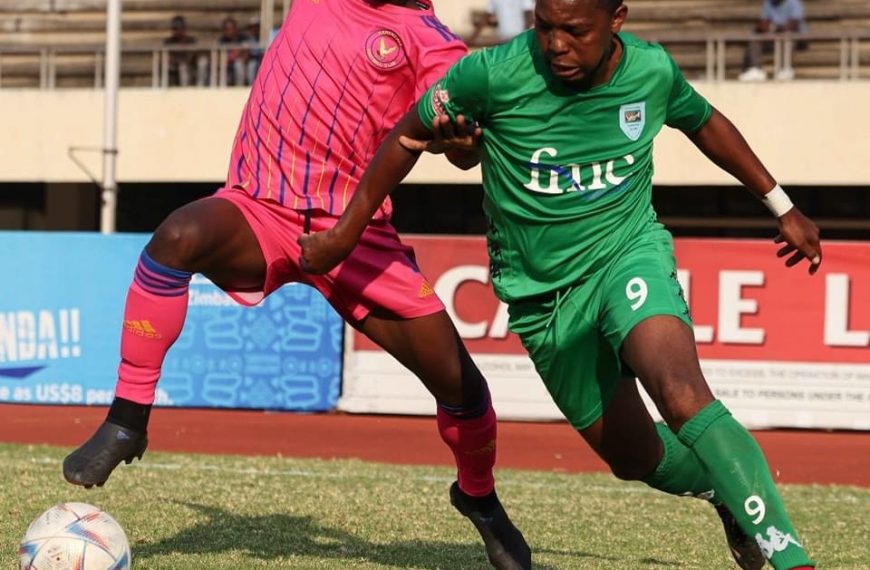 Home 23 A file photo of Herentals and FC Platinum players tussling for the ball when the two teams faced in the Castle Lager Premier League at the National Sports Stadium.