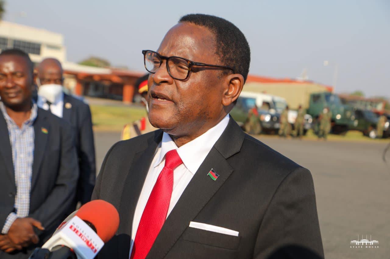 Malawi leader Lazarus Chakwera speaking to the media after returning from the United Nations General Assembly weeks after the end of the summit.