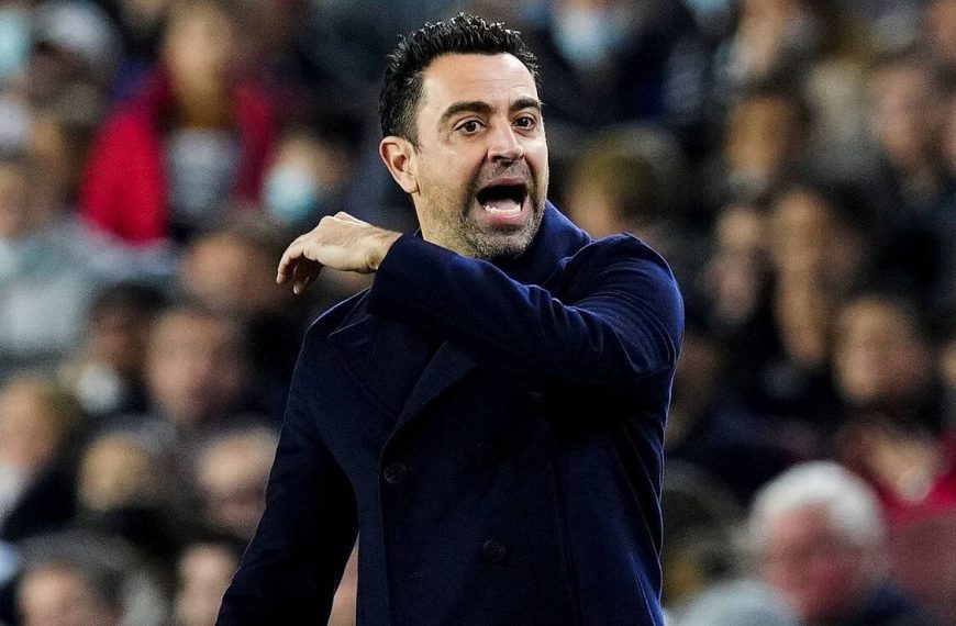 A file photo of Barcelona manager Xavi Hernandez barking instructions on the touchline.