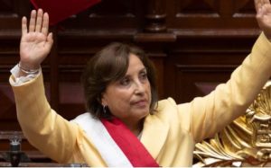 Peruvian Dina Boluarte greets members of the Congress after being sworn in as the new President hours after former President Pedro Castillo was impeached in Lima, on December 7, 2022.