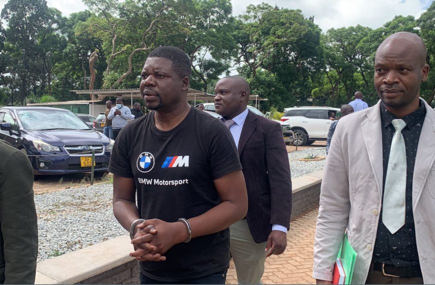 Triple homicide suspect and ex-cop, Jaison Muvevi arriving at court in handcuffs and leg irons on Wednesday 18th January 2023.