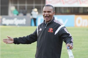 Home 6 Chicken Inn gaffer Joey 'Mafero' Antipas on the touchline during a Castle Lager Premier League match at Luveve stadium.