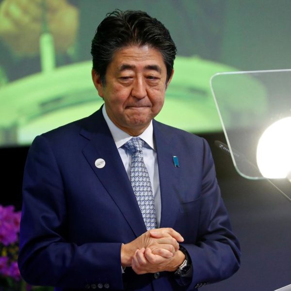 A file photo of late Japan prime minister Shinzo Abe at a state function.