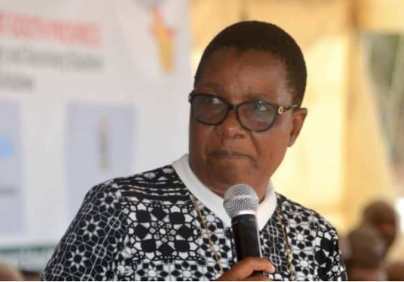 A file photo of Zimbabwe's Permanent Secretary for the Primary and Secondary Education ministry Tumisang Thabela speaking at an education symposium.