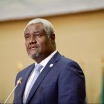 Chairperson of the African Union - AU - Commission, Moussa Faki Mahamat speaking at the Opening of the Extraordinary Humanitarian Summit and Pledging Conference in May 2022.